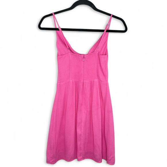Aritzia Sun·deh Pink Cowl Neck Mini Dress 2XS Smocked Back Y2K Party Barbie - Picture 5 of 10